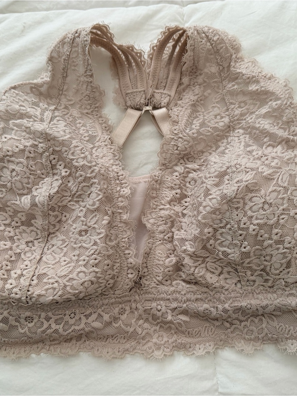 aerie Eyelash Lace Padded Plunge Bralette XL / DD